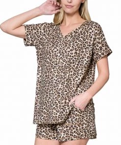 Zenana Leopard Lounge Set TOPS