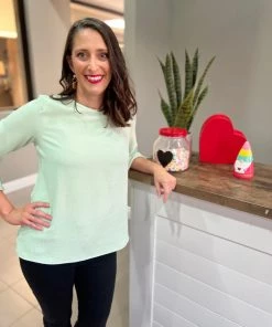 Ruby Stone Boutique Mint Tie Sleeve Top TOPS