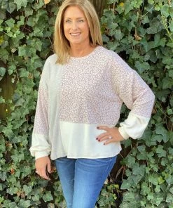 Gilli Tan-Grey Color Block Sweater