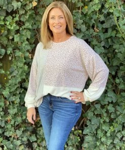 Gilli Tan-Grey Color Block Sweater