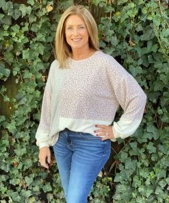 Gilli Tan-Grey Color Block Sweater