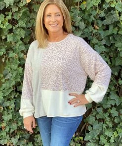 Gilli Tan-Grey Color Block Sweater