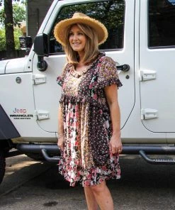 Ruby Stone Boutique DRESSES Mixed Media Floral Dress