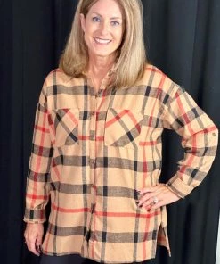 Jodifl TOPS Mocha Black Plaid Top