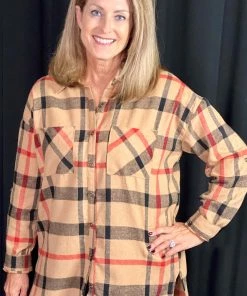 Jodifl TOPS Mocha Black Plaid Top
