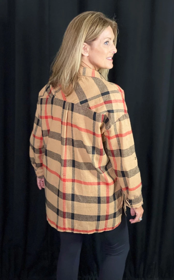 Jodifl TOPS Mocha Black Plaid Top