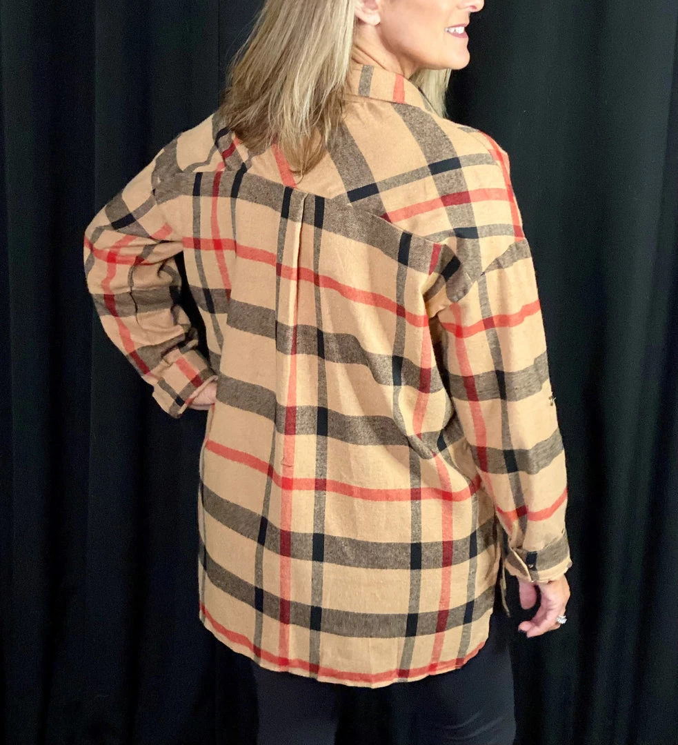 Jodifl TOPS Mocha Black Plaid Top