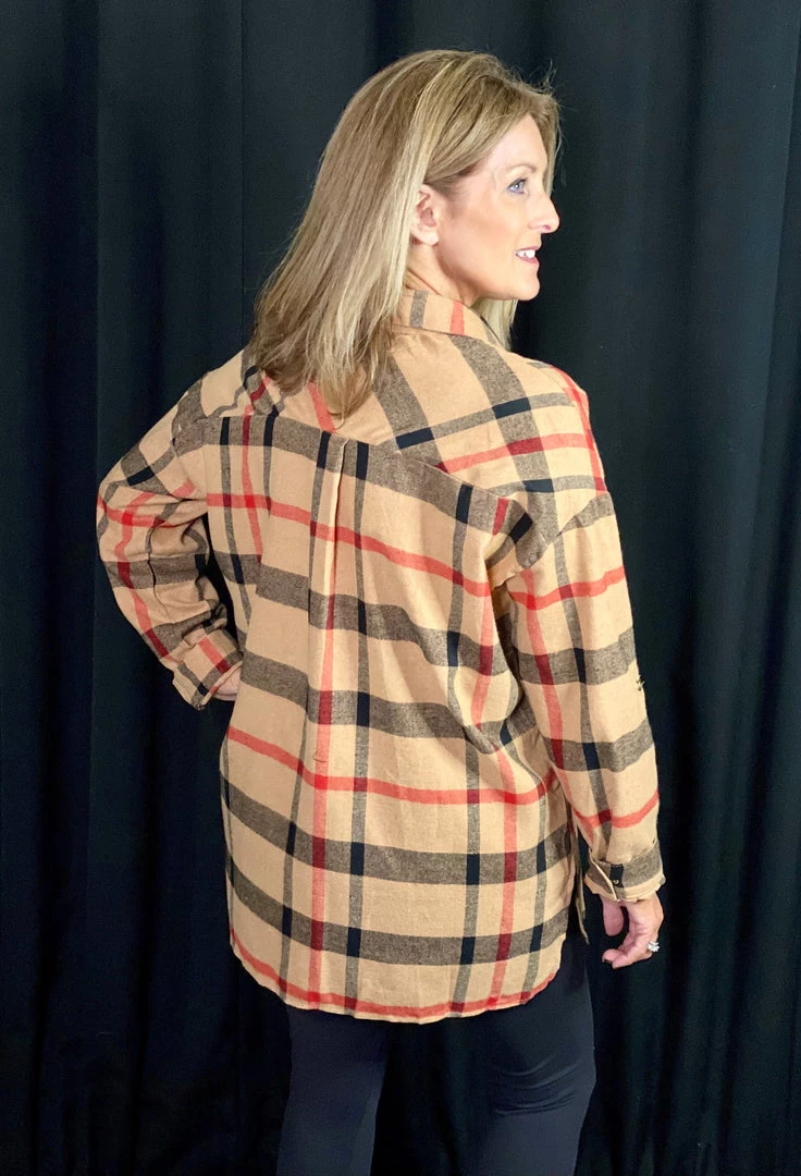 Jodifl TOPS Mocha Black Plaid Top