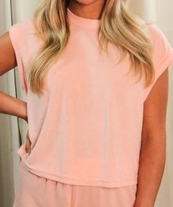 Ruby Stone Boutique TOPS Pink Terry Top
