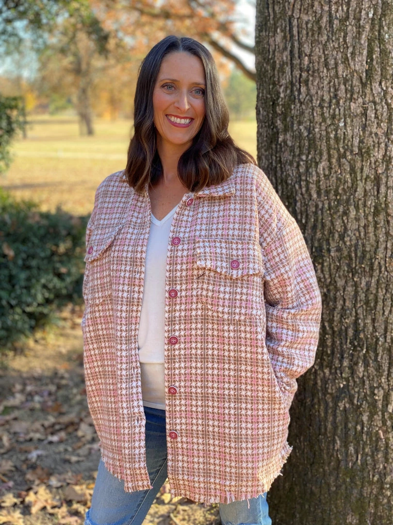 Davi & Dani TOPS Pretty In Pink Shacket