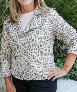 Andree By Unit Blush Leopard Moto Jacket OUTERWEAR