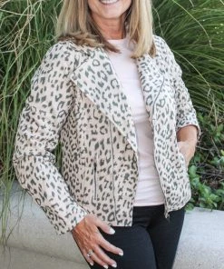 Andree By Unit Blush Leopard Moto Jacket OUTERWEAR