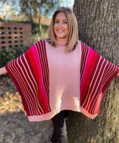 Jodifl TOPS Pink Poncho Sweater