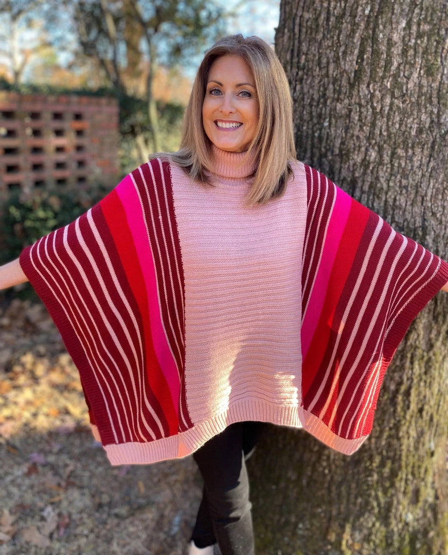 Jodifl TOPS Pink Poncho Sweater