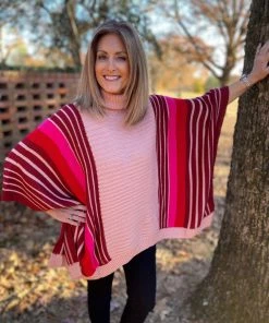 Jodifl TOPS Pink Poncho Sweater