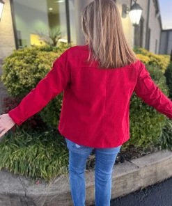 Melody TOPS Red Corduroy Top