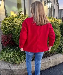 Melody TOPS Red Corduroy Top