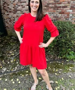 Ruby Stone Boutique DRESSES Drop Waist Red Dress