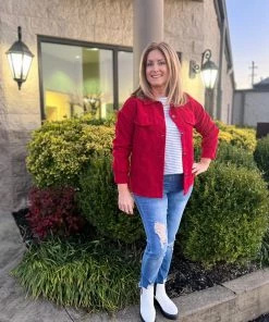 Melody TOPS Red Corduroy Top