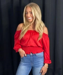 Ellison Red Smocked Top