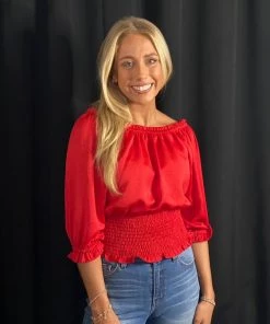 Ellison Red Smocked Top