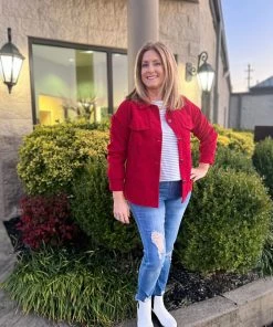 Melody TOPS Red Corduroy Top