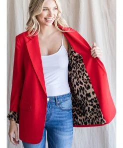 Jodifl Red Leopard Blazer