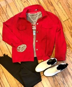 Melody TOPS Red Corduroy Top
