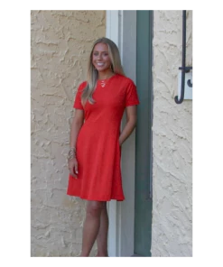 Ruby Stone Boutique DRESSES Red Fit And Flare Dress