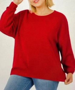 Zenana TOPS Red Crew Sweater