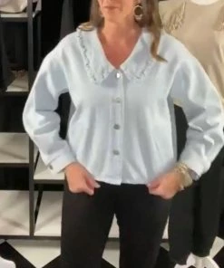 Ellison TOPS Ruffle Collar Denim Jacket