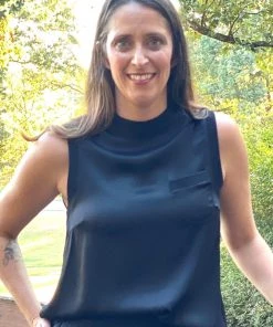 Fate Black Satin Top TOPS