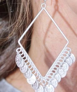 LA3Accessories Silver Coin Drop Earrings