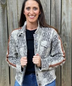 Mystree Snake Skin Trucker Jacket OUTERWEAR