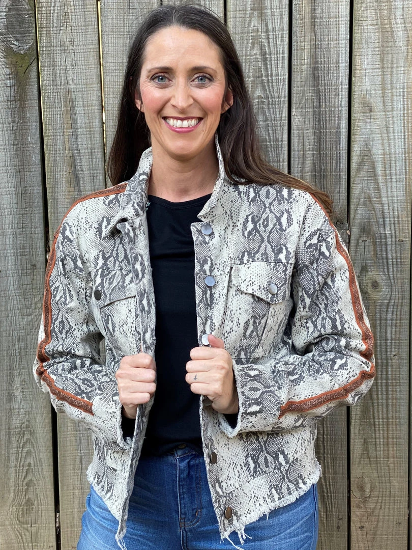 Mystree Snake Skin Trucker Jacket OUTERWEAR