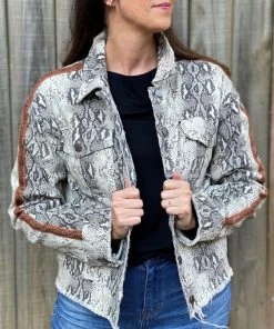Mystree Snake Skin Trucker Jacket OUTERWEAR
