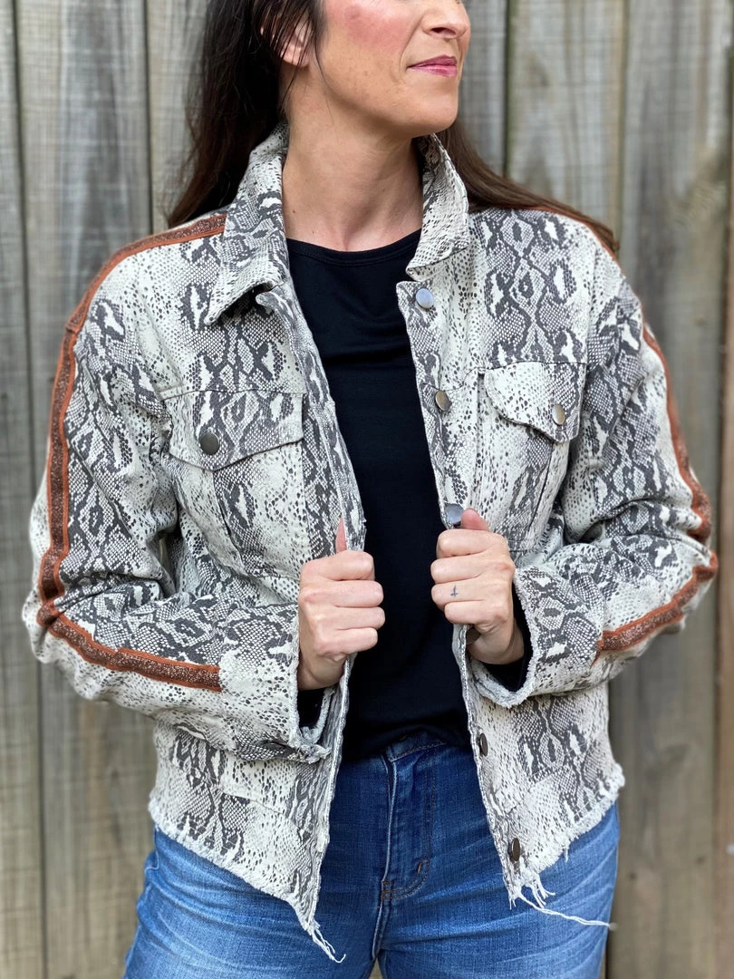 Mystree Snake Skin Trucker Jacket OUTERWEAR