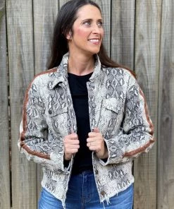 Mystree Snake Skin Trucker Jacket OUTERWEAR