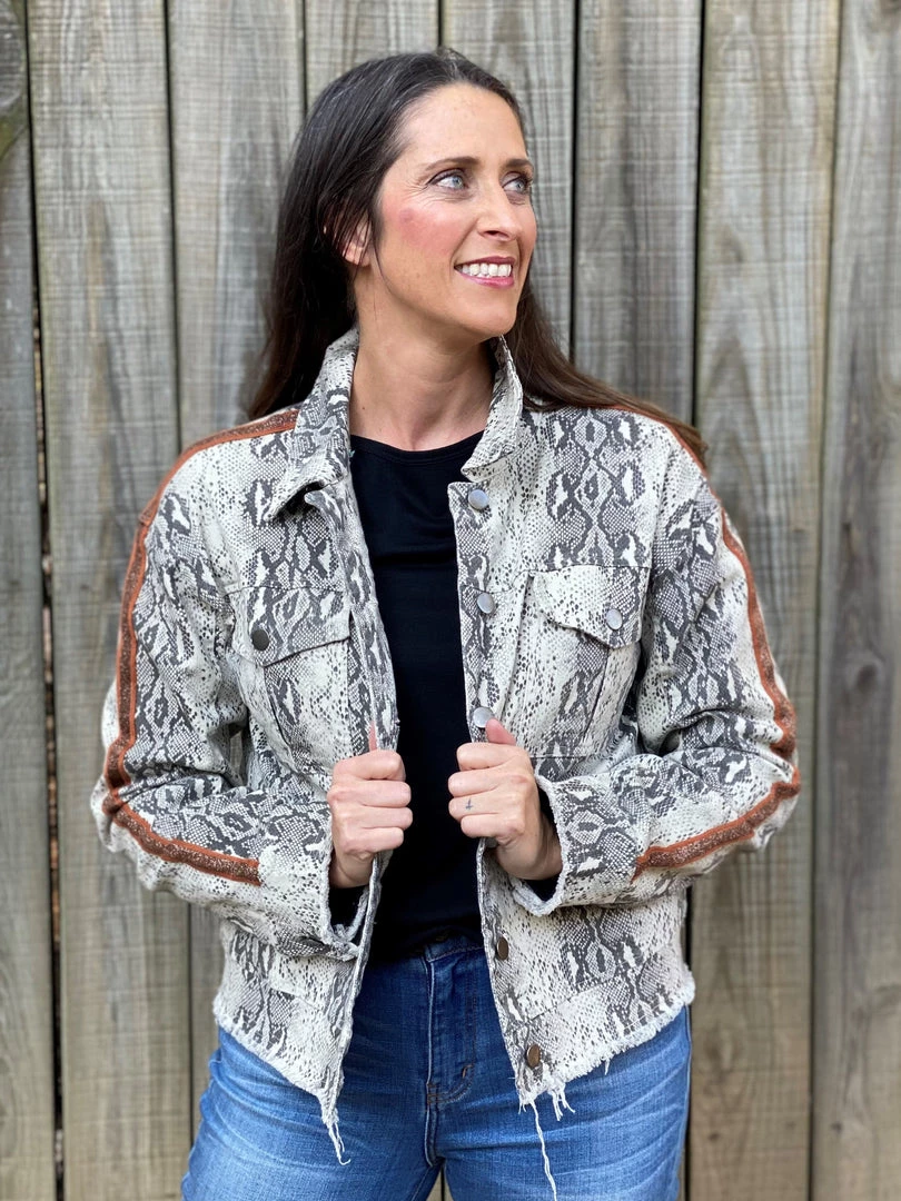 Mystree Snake Skin Trucker Jacket OUTERWEAR