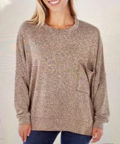 Zenana Speckled Mocha Sweater