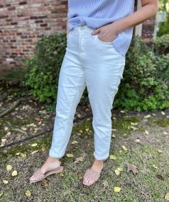 BOTTOMS White Judy Blue Straight Leg Denim