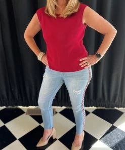 Easel Striped Leg Denim BOTTOMS