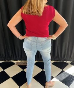 Easel Striped Leg Denim BOTTOMS