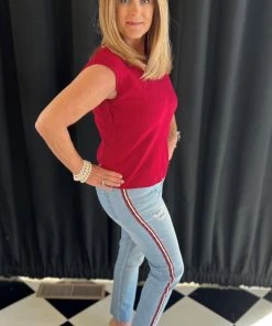 Easel Striped Leg Denim BOTTOMS