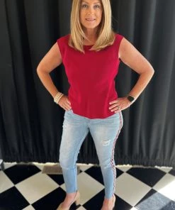 Easel Striped Leg Denim BOTTOMS