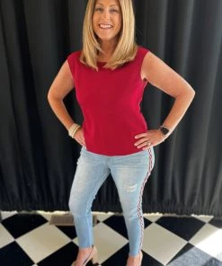 Easel Striped Leg Denim BOTTOMS