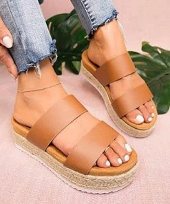 Ruby Stone Boutique SHOES Tan Platform Sandals