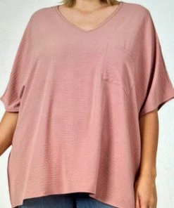 Zenana Rose V-Neck Textured Top