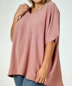 Zenana Rose V-Neck Textured Top
