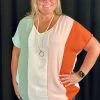 Ruby Stone Boutique Color Block V-Neck Top
